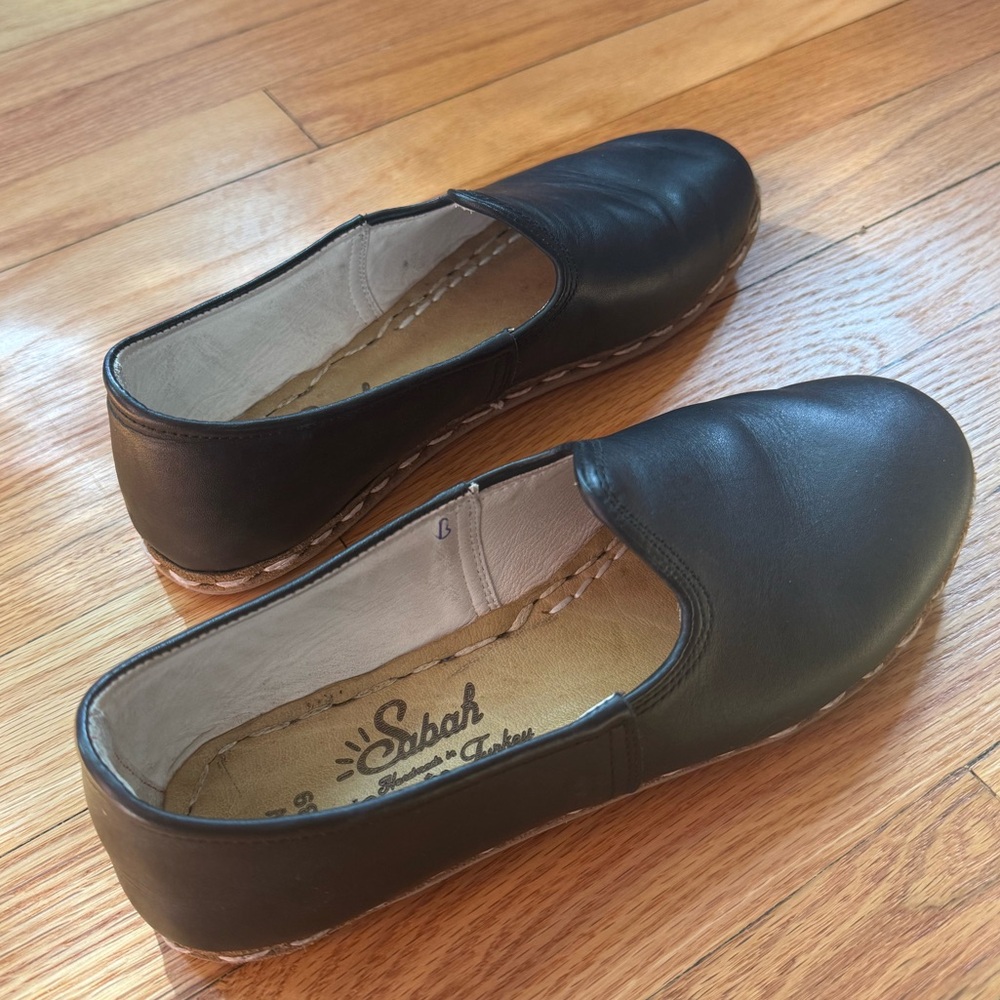 SABAH Shoes Beirut Black Leather Flats 39 7.5 8 - Picture 2 of 6